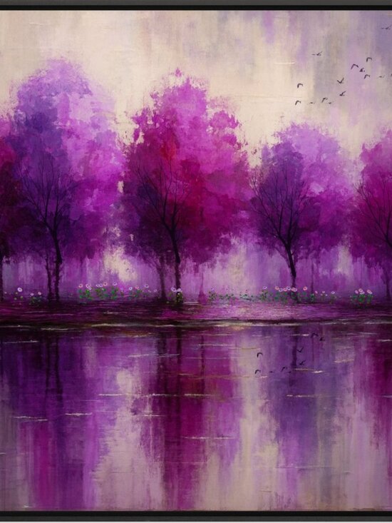 Joey Santiago Fine Art Other - Purple & Magenta Tree Landscape Art Print – Serene Nature Wall Decor